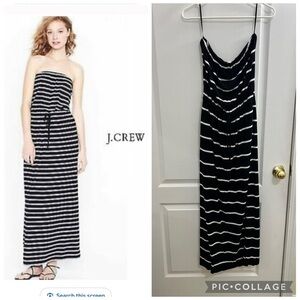 J. Crew Strapless Black and White stripes maxi Dress size S